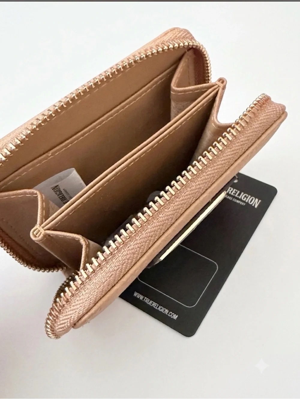 True Religion Beige Zip-Around Wallet NWT